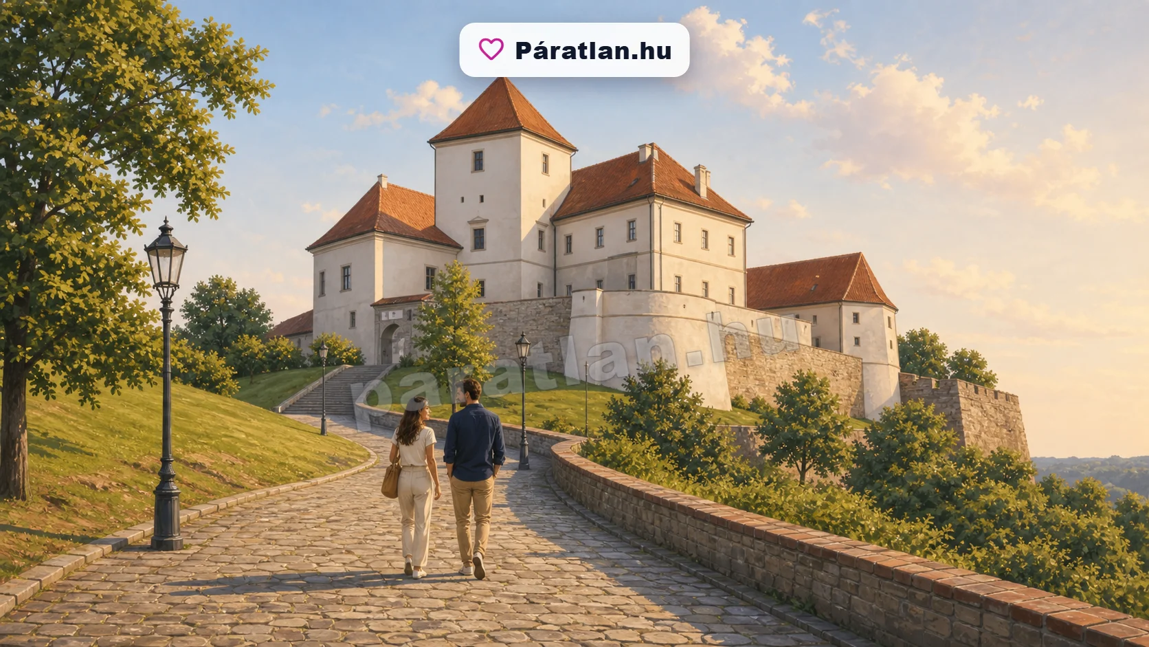 Lendva városi hangulat egy sétáló párral