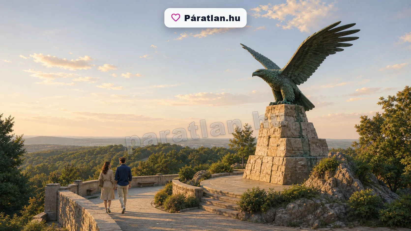 Tatabánya városi hangulat egy sétáló párral